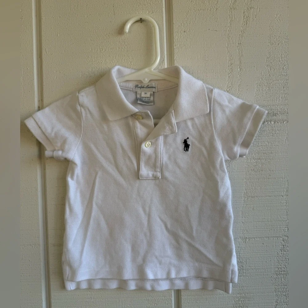 Ralph Lauren Baby White Polo Shirt Size 9M 100% Cotton